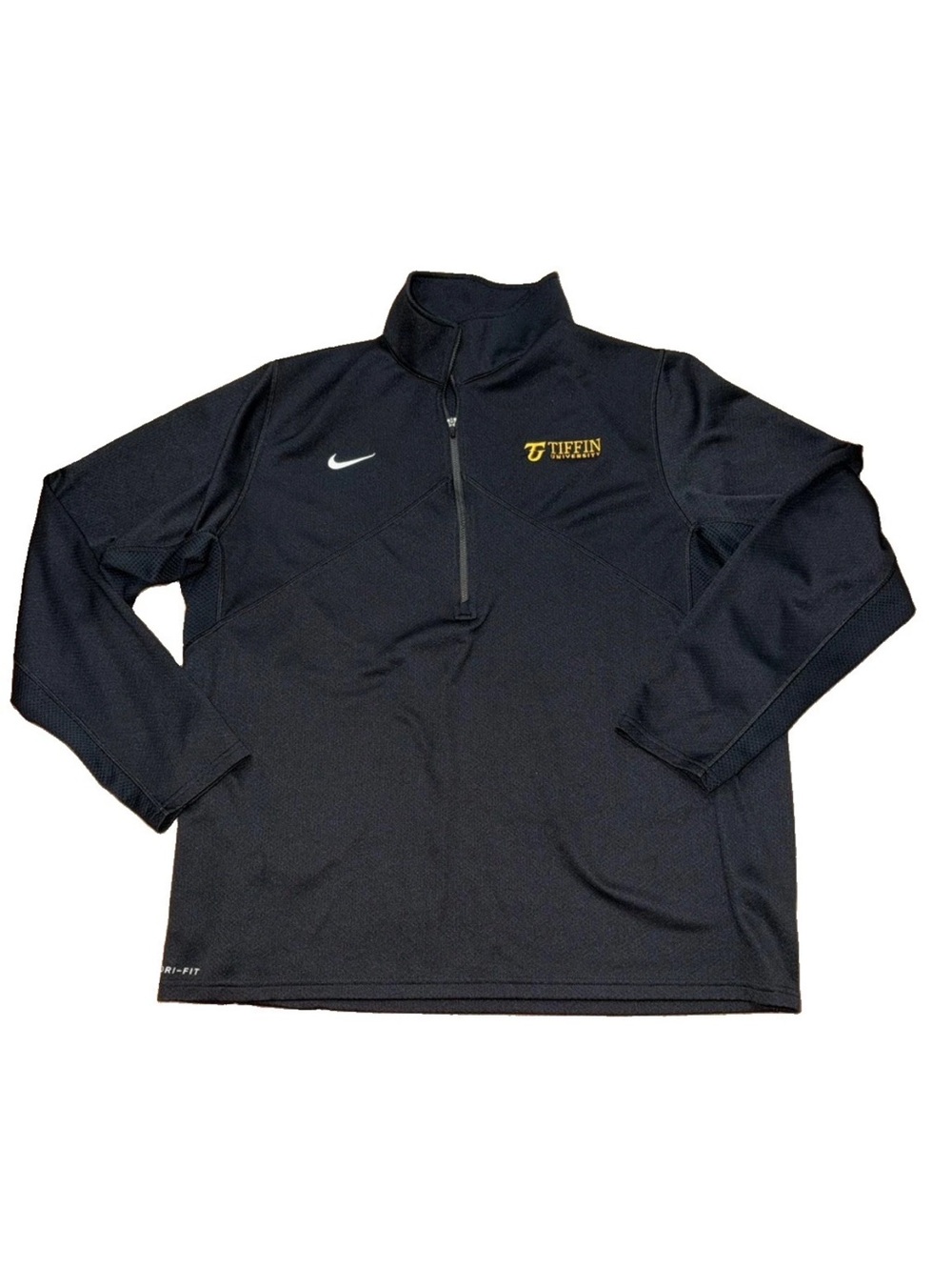 Nike Dri-FIT Men's 1/4 Zip Mock Neck Pullover 2XL XXL Black Tiffin Univ Logo